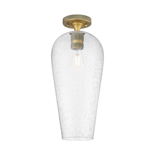 Innovations Chelsea 8in 1-Light Flush Mount | Industrial Brushed Brass and Seedy Glass | Hallway & Bedroom | Model 434-1F-BB-G456-8SDY