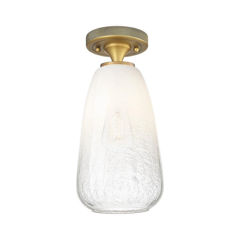 Innovations Brookhaven Almond 6in 1-Light Flush Mount | Industrial Brushed Brass and Opal Glass | Hallway & Bedroom | Model 434-1F-BB-G480-6OP