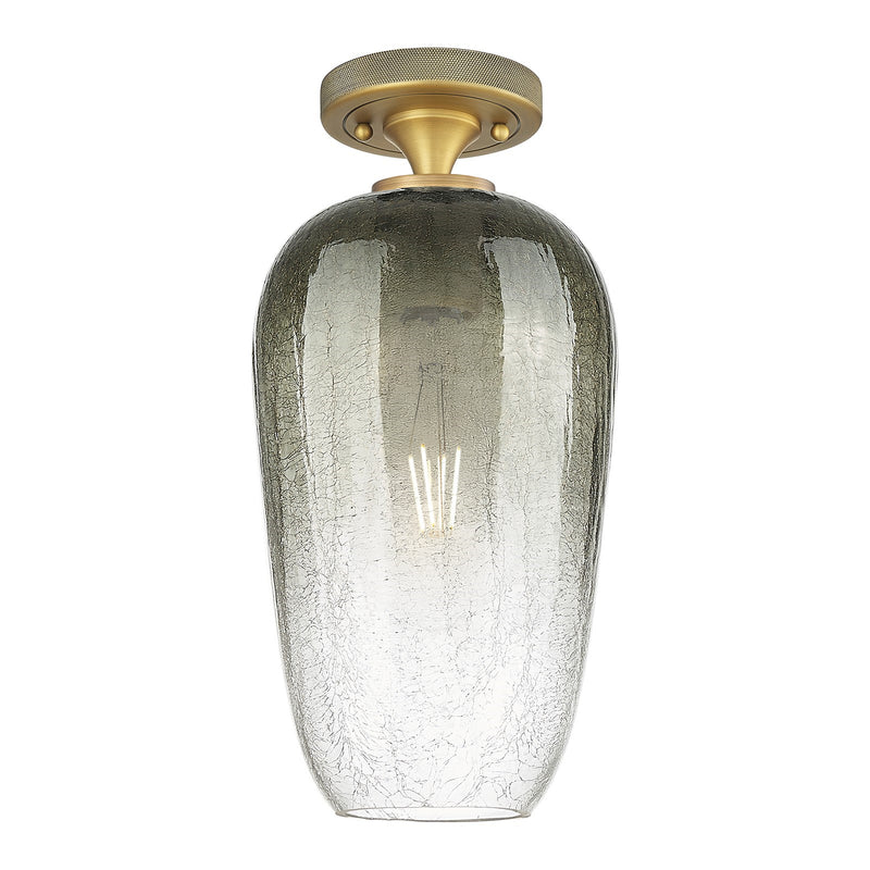 Innovations Brookhaven Flute 7in 1-Light Flush Mount | Industrial Brushed Brass and Slate Glass | Hallway & Bedroom | Model 434-1F-BB-G484-7SL