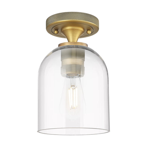 Innovations Bella 6in 1-Light Flush Mount | Industrial Brushed Brass and Clear Glass | Hallway & Bathroom | Model 434-1F-BB-G558-6CL