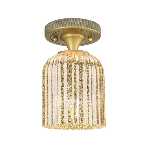 Innovations Crown Point 5in 1-Light Flush Mount | Industrial Brushed Brass and Mercury Glass | Hallway & Bedroom | Model 434-1F-BB-G559-5ME