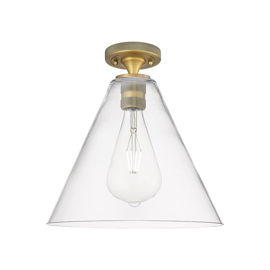 Innovations Crown Point 1Lt 12" Berkshire Flush, BB/Clear - 434-1F-BB-GBC-122