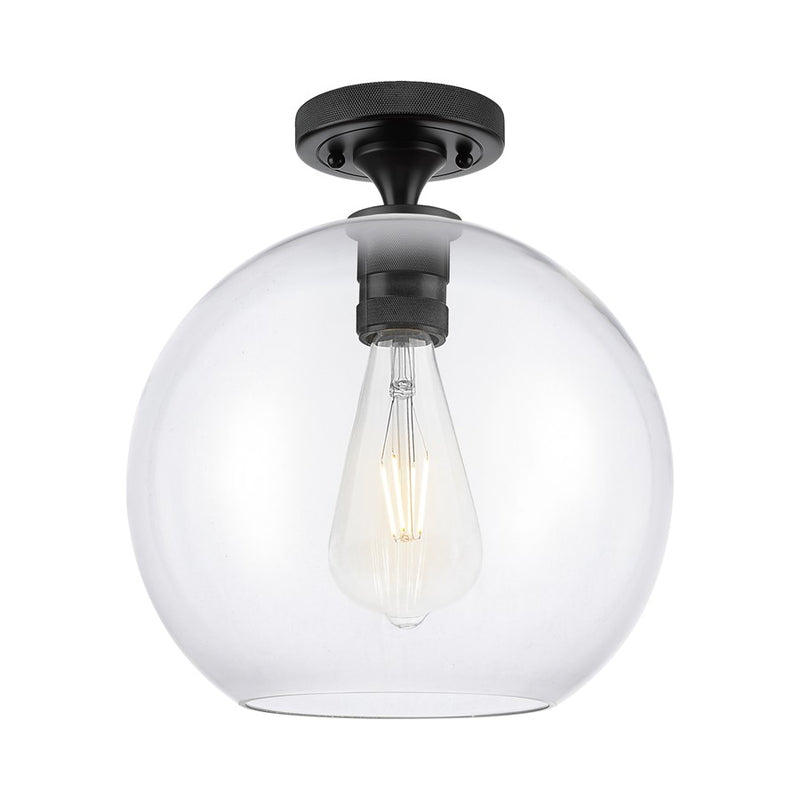 Innovations Crown Point 1Lt 10" Athens Flush, Black/Clear - 434-1F-BK-G122-10