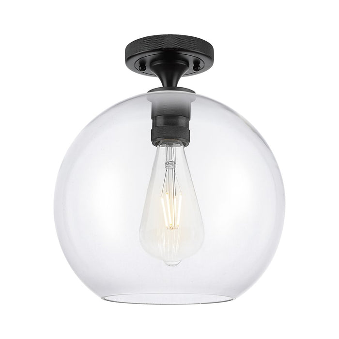 Innovations Crown Point 1Lt 10" Athens Flush, Black/Clear - 434-1F-BK-G122-10