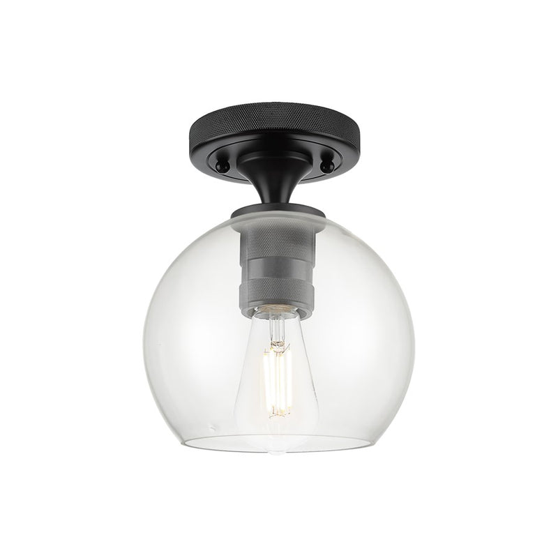 Innovations Crown Point 1Lt 6" Athens Flush, Black/Clear - 434-1F-BK-G122-6