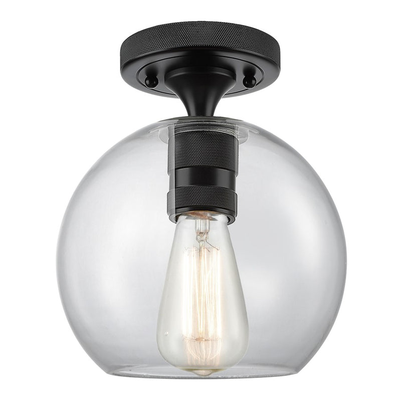 Innovations Crown Point 8" Athens Flush Mount, Black/Clear - 434-1F-BK-G122-8