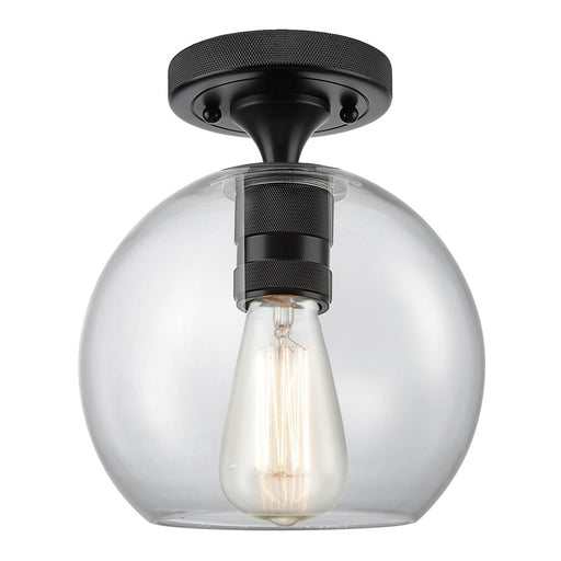 Innovations Crown Point 8" Athens Flush Mount, Black/Clear - 434-1F-BK-G122-8