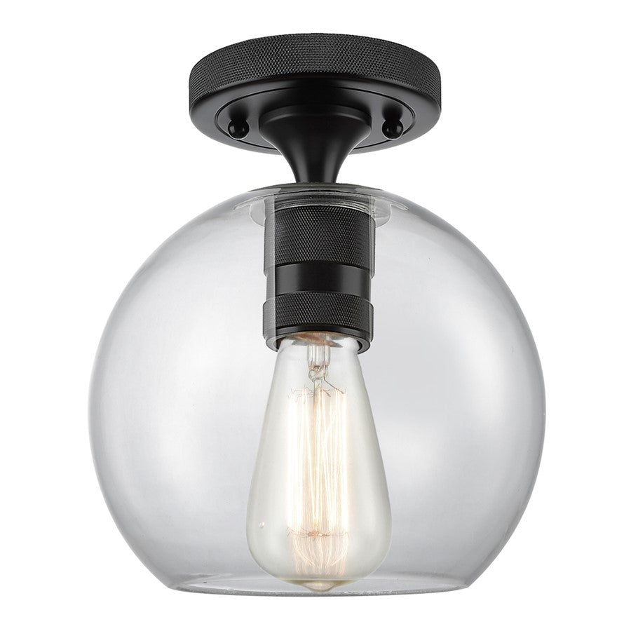 Innovations Crown Point 8" Athens Flush Mount, Black/Clear - 434-1F-BK-G122-8