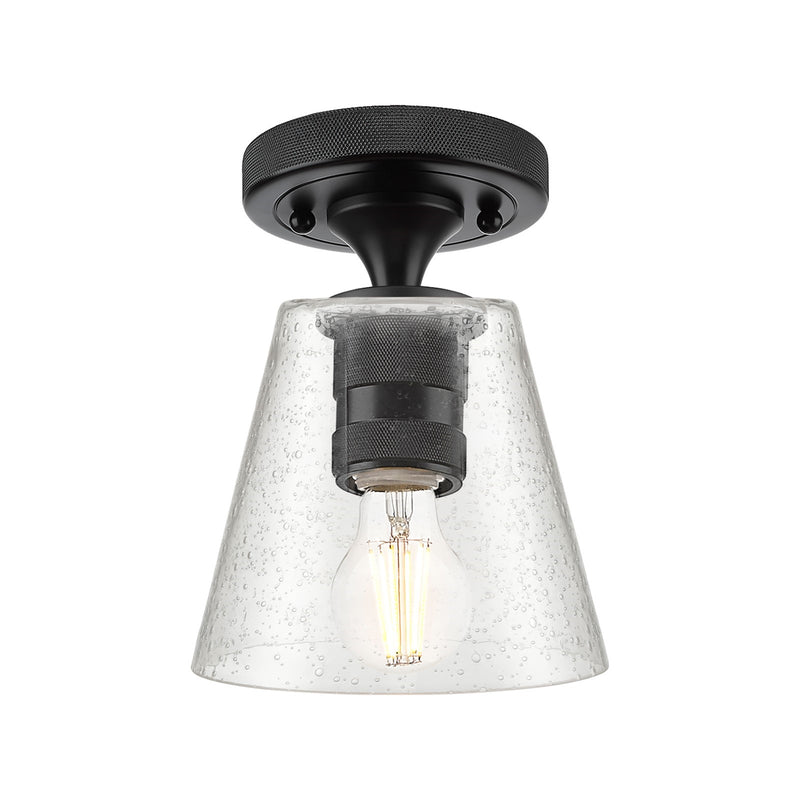 Innovations Caton 6in 1-Light Flush Mount | Industrial Matte Black and Frosted Glass | Hallway & Bedroom | 6 x 8 x 6 in | Model 434-1F-BK-G454