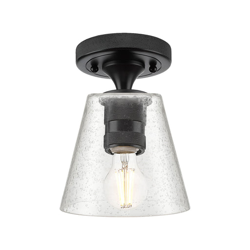 Innovations Caton 6in 1-Light Flush Mount | Industrial Matte Black and Frosted Glass | Hallway & Bedroom | 6 x 8 x 6 in | Model 434-1F-BK-G454