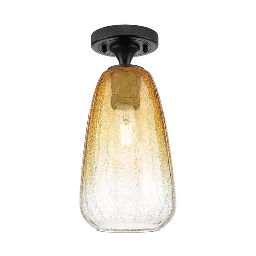 Innovations Brookhaven Almond 6in 1-Light Flush Mount | Industrial Matte Black and Amber Glass | Hallway & Bedroom | Model 434-1F-BK-G480-6AM