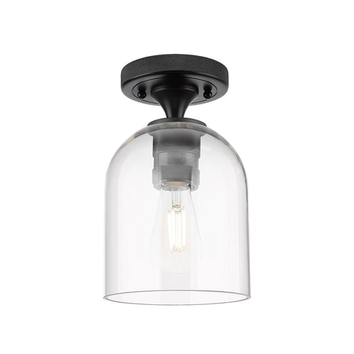 Innovations Bella 5.5in 1-Light Flush Mount | Industrial Matte Black and Clear Glass | Hallway & Bathroom | Model 434-1F-BK-G558-6CL