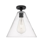 Innovations Crown Point 1Lt 12" Berkshire Flush, Black/Clear - 434-1F-BK-GBC-122