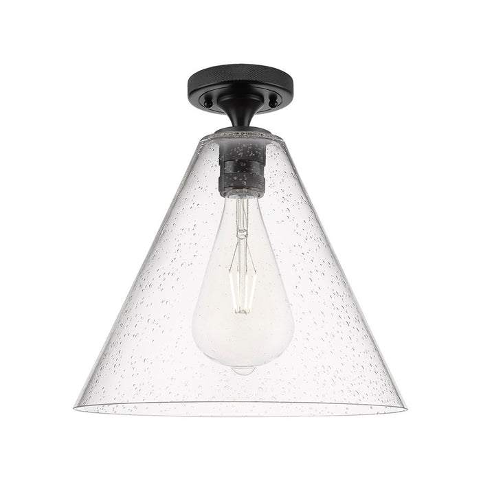 Innovations Crown Point 1Lt 12" Berkshire Flush, Black/Seed - 434-1F-BK-GBC-124