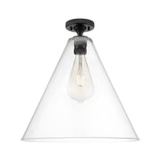 Innovations Crown Point 1Lt 16" Berkshire Flush, Black/Clear - 434-1F-BK-GBC-162