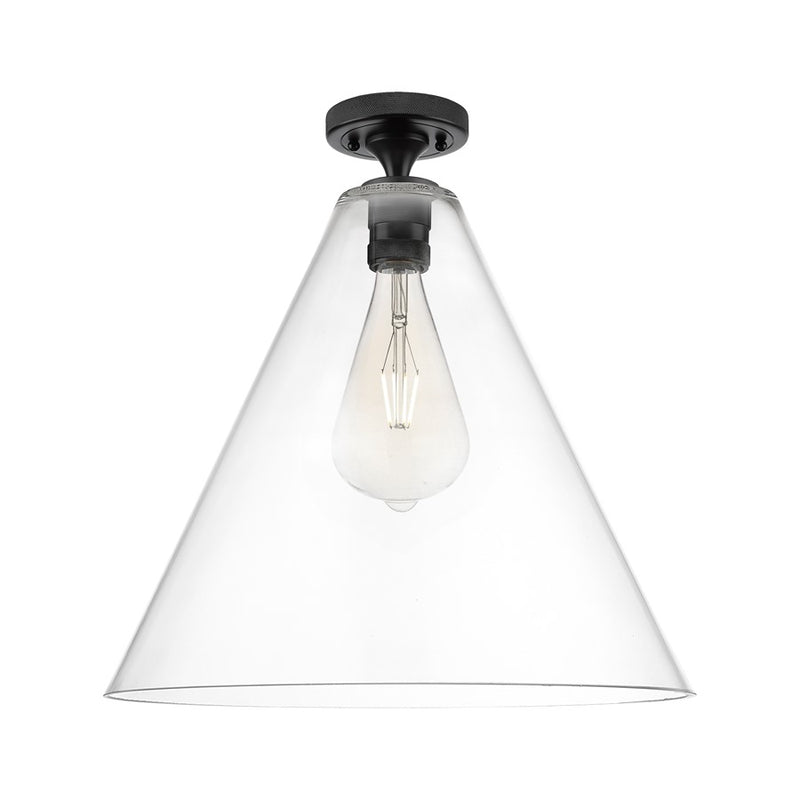 Innovations Crown Point 1Lt 16" Berkshire Flush, Black/Clear - 434-1F-BK-GBC-162