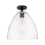 Innovations Crown Point 1Lt 12" Bristol Flush, Black/Clear - 434-1F-BK-GBD-122