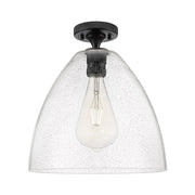Innovations Crown Point 1Lt 12" Bristol Flush, Black/Seed - 434-1F-BK-GBD-124