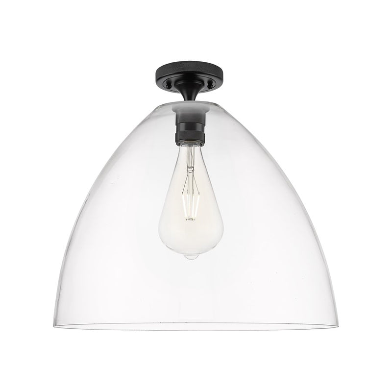 Innovations Crown Point 1Lt 16" Bristol Flush, Black/Clear - 434-1F-BK-GBD-162