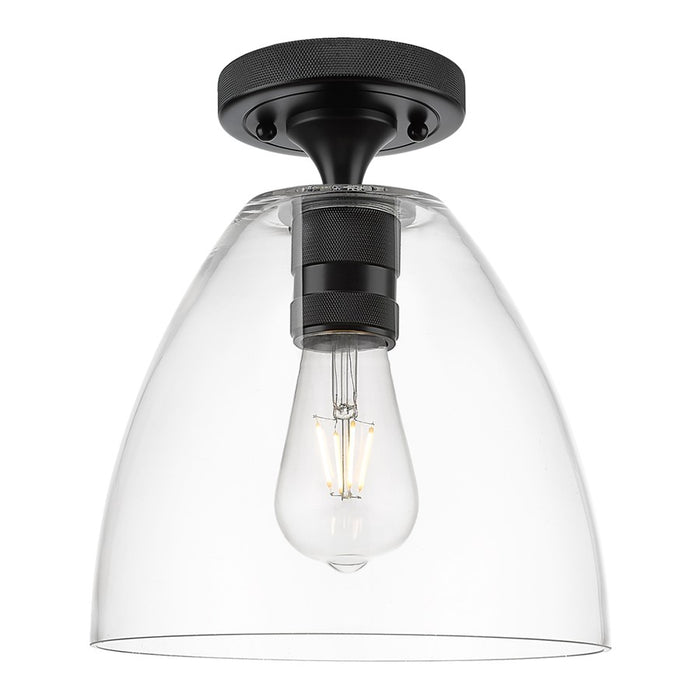 Innovations Crown Point 9" Bristol Flush Mount, Black/Clear - 434-1F-BK-GBD-92