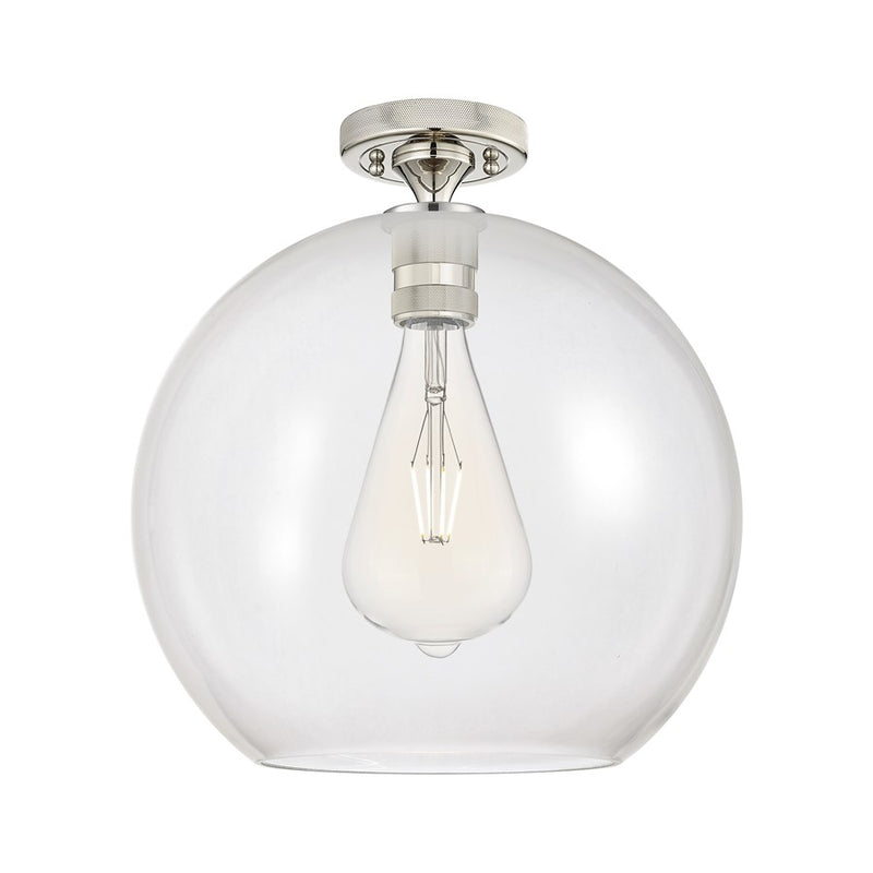 Innovations Crown Point 1Lt 12" Athens Flush, PN/Clear - 434-1F-PN-G122-12