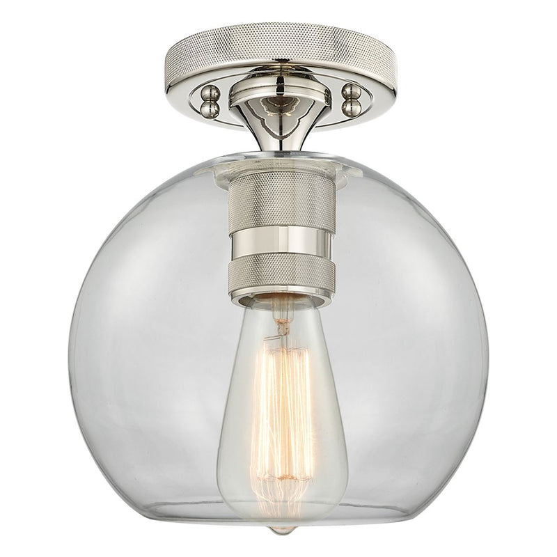 Innovations Crown Point 8" Athens Flush Mount, PN/Clear - 434-1F-PN-G122-8