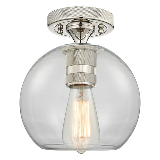 Innovations Crown Point 8" Athens Flush Mount, PN/Clear - 434-1F-PN-G122-8