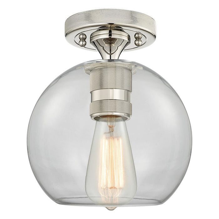 Innovations Crown Point 8" Athens Flush Mount, PN/Clear - 434-1F-PN-G122-8