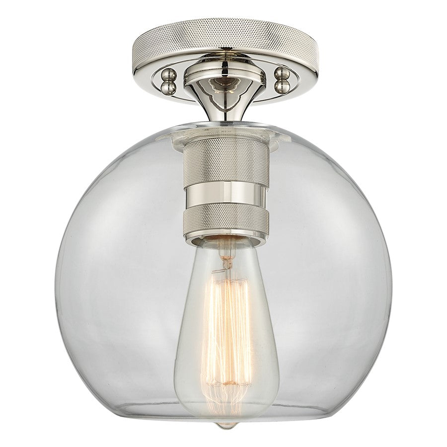 Innovations Crown Point 8" Athens Flush Mount, PN/Clear - 434-1F-PN-G122-8