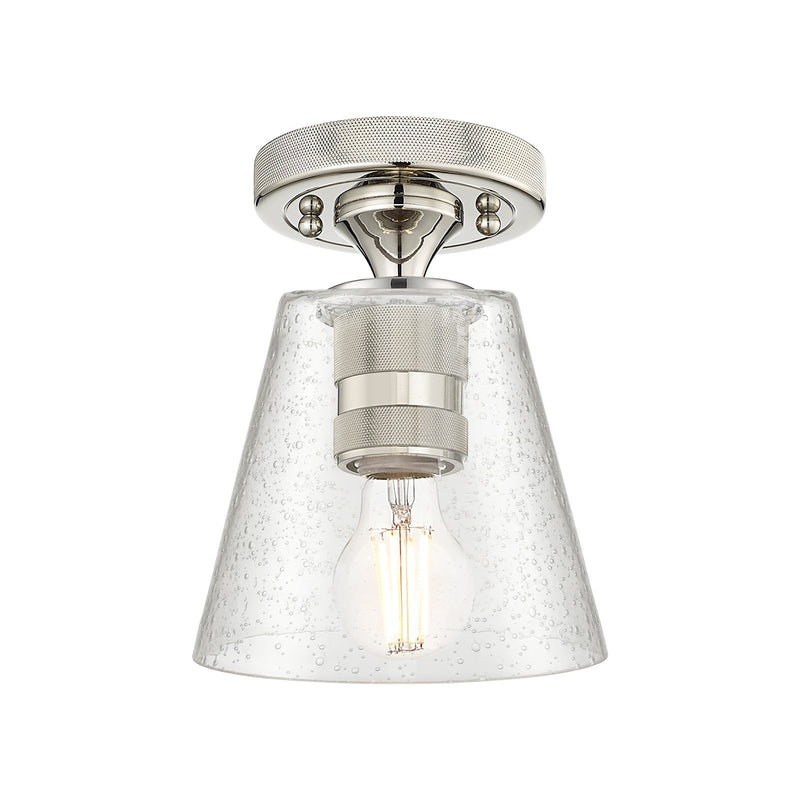 Innovations Caton 6in 1-Light Flush Mount | Industrial Polished Nickel and Frosted Glass | Hallway & Closet | 6 x 6 x 8 in | Model 434-1F-PN-G454