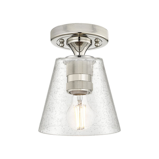 Innovations Caton 6in 1-Light Flush Mount | Industrial Polished Nickel and Frosted Glass | Hallway & Closet | 6 x 6 x 8 in | Model 434-1F-PN-G454