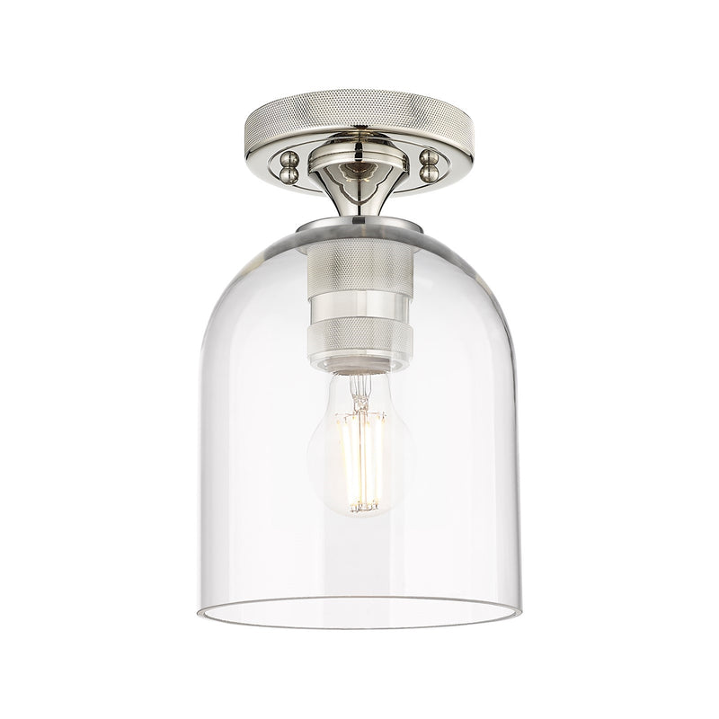 Innovations Bella 6in 1-Light Flush Mount | Industrial Polished Nickel and Clear Glass | Bathroom & Hallway | Model 434-1F-PN-G558-6CL