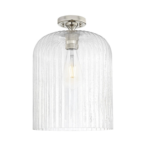 Innovations Crown Point 12in 1-Light Flush Mount | Industrial Polished Nickel and Seedy Glass | Bathroom & Hallway | Model 434-1F-PN-G559-12SDY