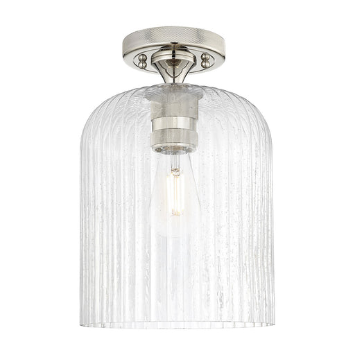 Innovations Crown Point 8in 1-Light Flush Mount | Industrial Polished Nickel and Seedy Glass | Hallway & Bathroom | Model 434-1F-PN-G559-8SDY