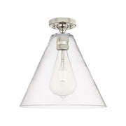 Innovations Crown Point 1Lt 12" Berkshire Flush, PN/Clear - 434-1F-PN-GBC-122