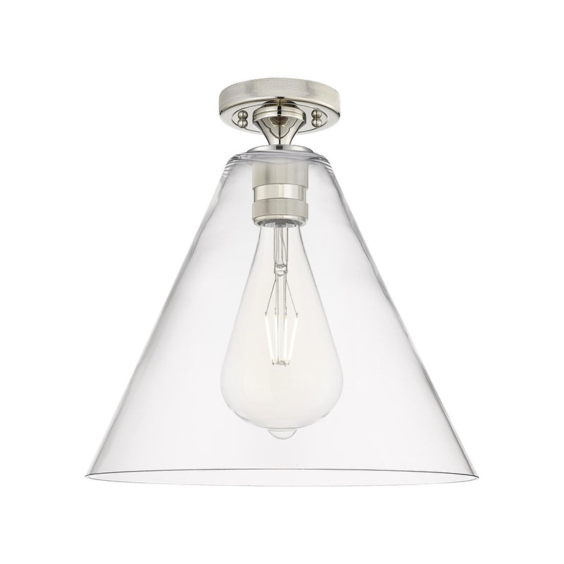 Innovations Crown Point 1Lt 12" Berkshire Flush, PN/Clear - 434-1F-PN-GBC-122