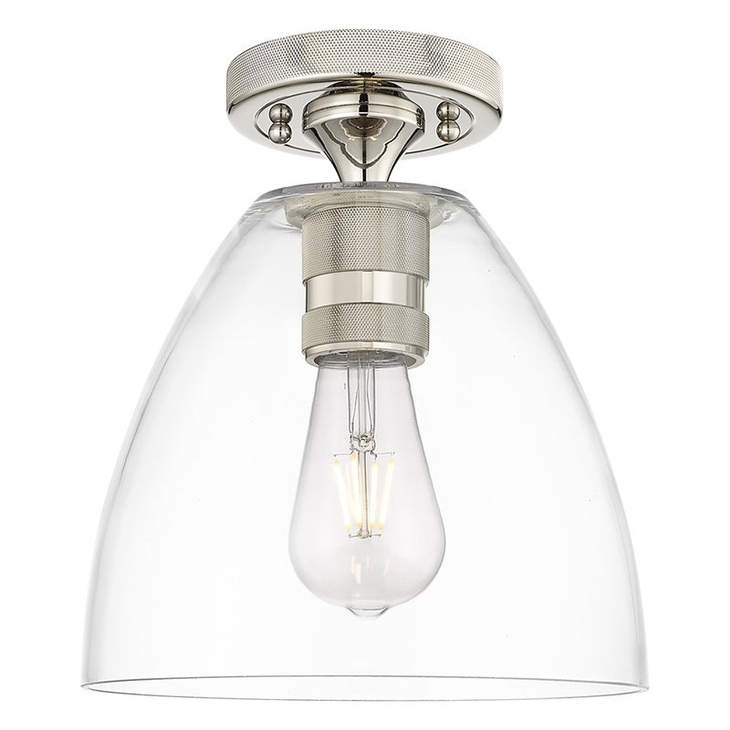 Innovations Crown Point 9" Bristol Flush Mount, PN/Clear - 434-1F-PN-GBD-92