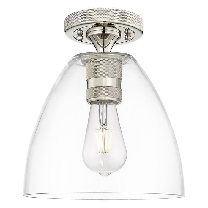 Innovations Crown Point 9" Bristol Flush Mount, PN/Clear - 434-1F-PN-GBD-92