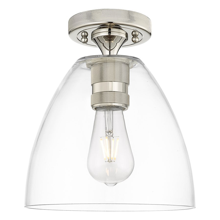 Innovations Crown Point 9" Bristol Flush Mount, PN/Clear - 434-1F-PN-GBD-92