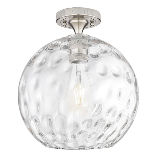 Innovations Athens Water Glass 12in 1-Light Flush Mount | Industrial Satin Nickel and Clear Glass | Hallway & Bedroom | Model 434-1F-SN-G1215-12