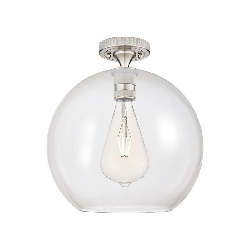 Innovations Crown Point 1Lt 12" Athens Flush, SN/Clear - 434-1F-SN-G122-12