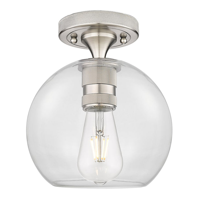 Innovations Crown Point 8" Athens Flush Mount, SN/Clear - 434-1F-SN-G122-8