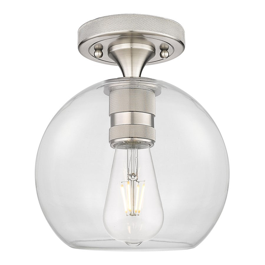Innovations Crown Point 8" Athens Flush Mount, SN/Clear - 434-1F-SN-G122-8