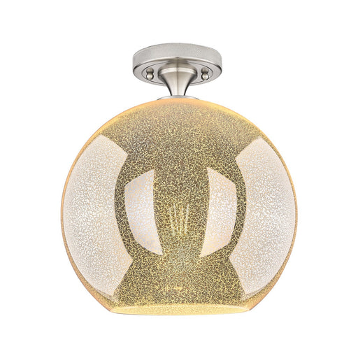 Innovations Athens 12in 1-Light Flush Mount | Industrial Satin Nickel and Mercury Glass | Hallway & Bedroom | Model 434-1F-SN-G128-12