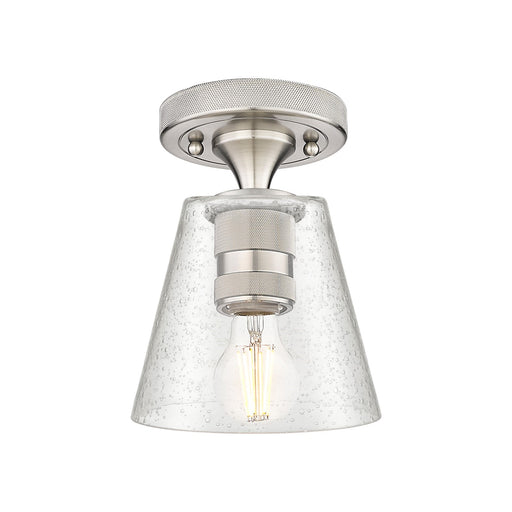 Innovations Caton 6in 1-Light Flush Mount | Industrial Satin Nickel and Frosted Glass | Hallway & Bedroom | 6 x 6 x 8 in | Model 434-1F-SN-G454