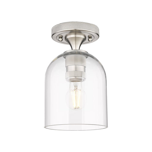 Innovations Bella 6in 1-Light Flush Mount | Industrial Satin Nickel and Clear Glass | Kitchen & Hallway | 5.5 x 5.5 x 9 in | Model 434-1F-SN-G558-6CL