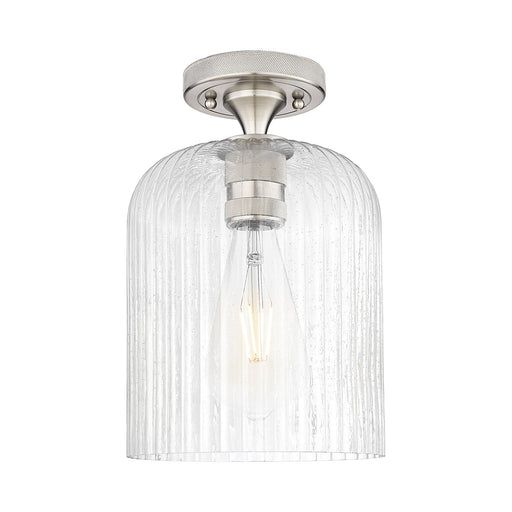 Innovations Crown Point 8in 1-Light Flush Mount | Industrial Satin Nickel and Seedy Glass | Hallway & Bathroom | Model 434-1F-SN-G559-8SDY
