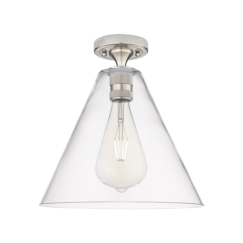 Innovations Crown Point 1Lt 12" Berkshire Flush, SN/Clear - 434-1F-SN-GBC-122