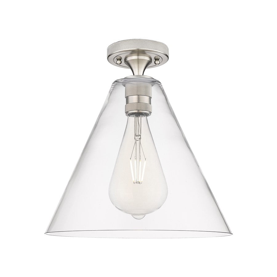 Innovations Crown Point 1Lt 12" Berkshire Flush, SN/Clear - 434-1F-SN-GBC-122