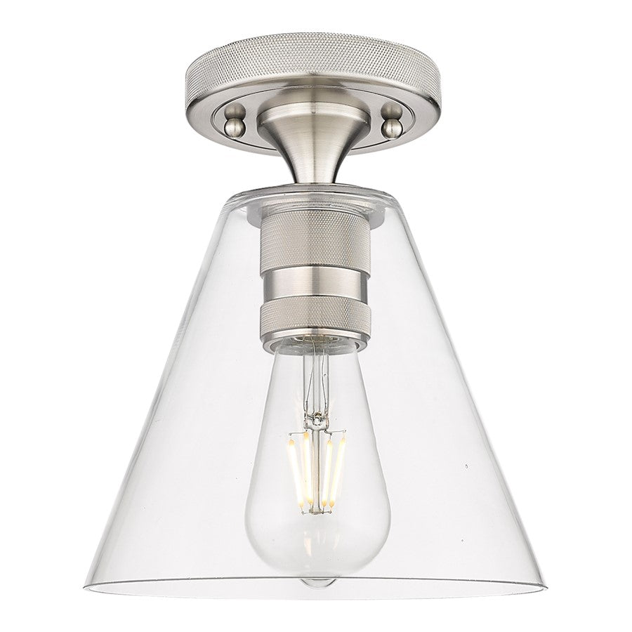 Innovations Crown Point 8" Berkshire Flush Mount, SN/Clear - 434-1F-SN-GBC-82